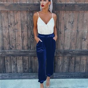 Blue Velvet Jogger Pants